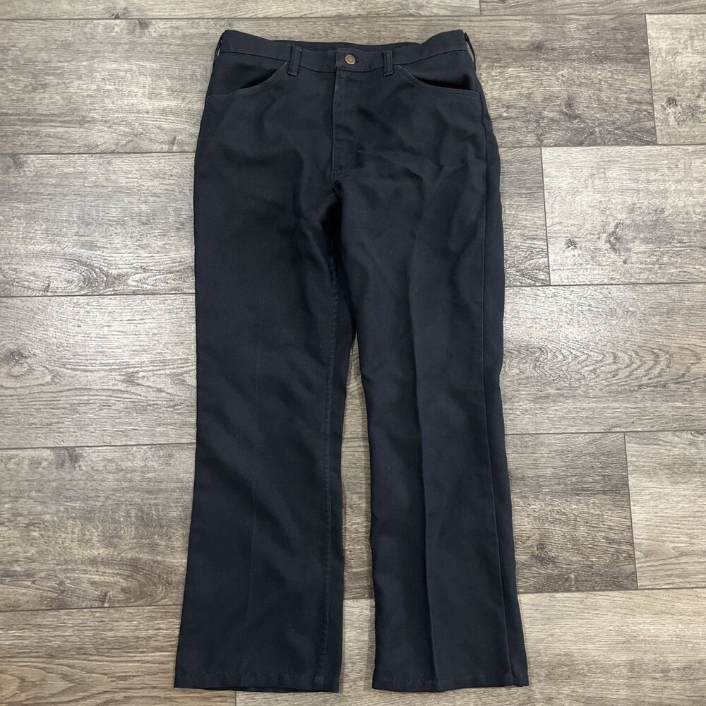 Vintage 70s Wrangler Regular Fit Black Slacks Style Pants Bootcut 82682NV  33x31